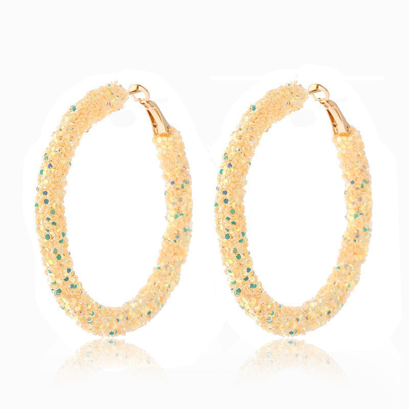 Wholesale Colorful Sparkling Circle Metal Earrings